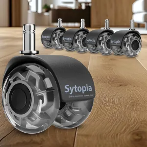Sytopia Chair Wheels Replacement, Heavy Duty Office Chair Wheels for Hardwood Floors and Carpet, Replaces Mat Rubber Office Casters Universal Accessories Set of 5 Gray