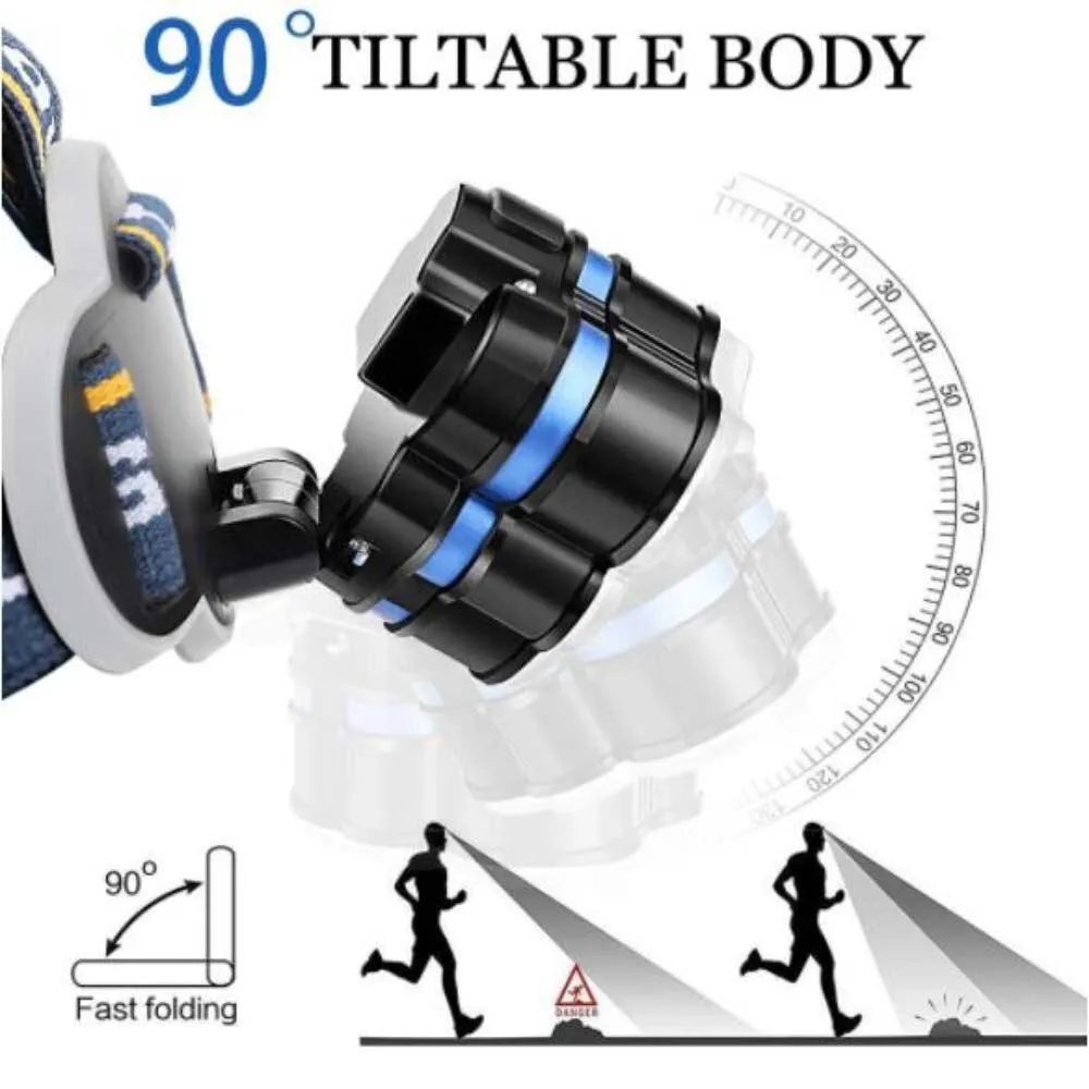 T6 COB 8 Light Mode Headlamp Flashlight USB Rechargeable Headlight Ultra Bright  Sensor Headlamp 60000LM