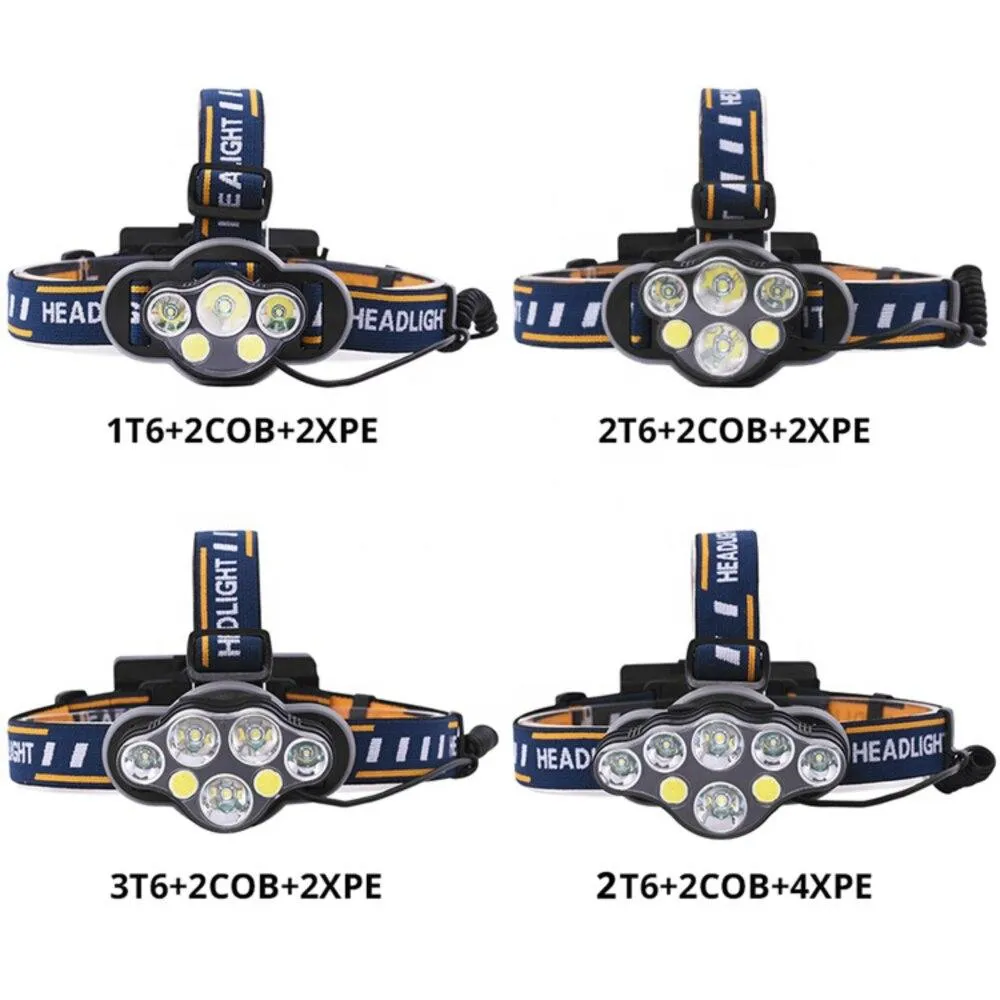 T6 COB 8 Light Mode Headlamp Flashlight USB Rechargeable Headlight Ultra Bright  Sensor Headlamp 60000LM
