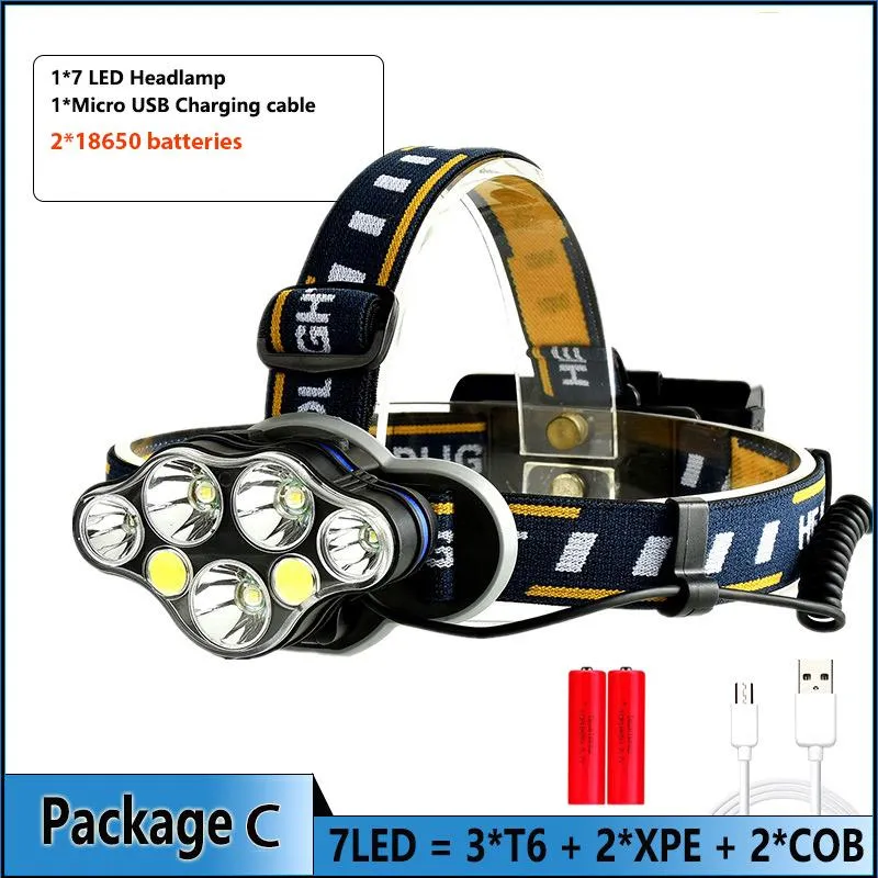 T6 COB 8 Light Mode Headlamp Flashlight USB Rechargeable Headlight Ultra Bright  Sensor Headlamp 60000LM