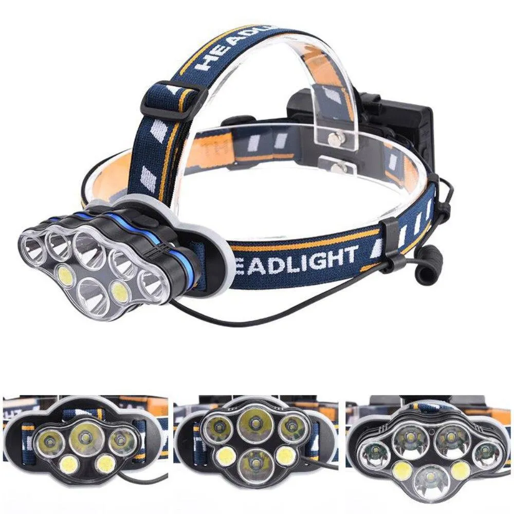 T6 COB 8 Light Mode Headlamp Flashlight USB Rechargeable Headlight Ultra Bright  Sensor Headlamp 60000LM