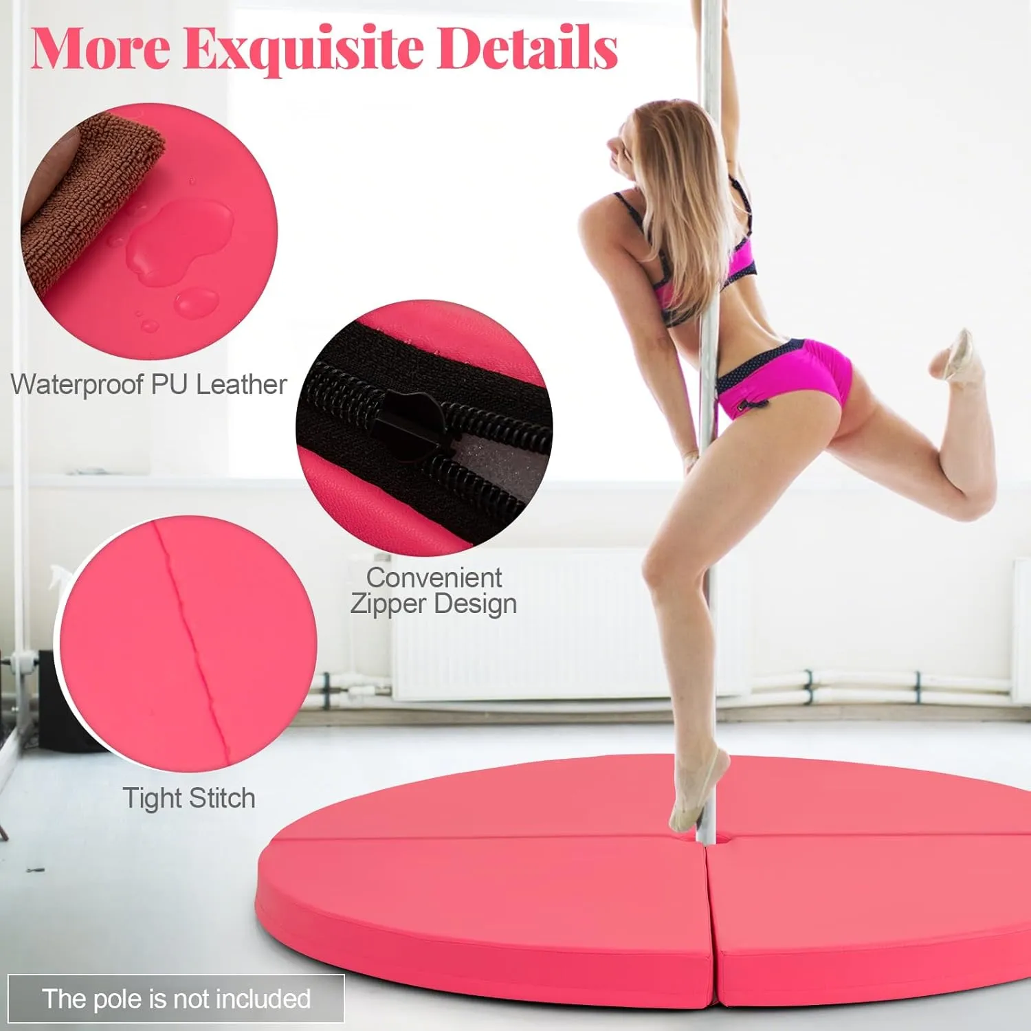 Tangkula Pole Dance Mat, Foldable Round Crash Mat with EPE Foam Padding & PU Cover, Protective Fall Safety Cushion for Home, Gym, Yoga Exercise