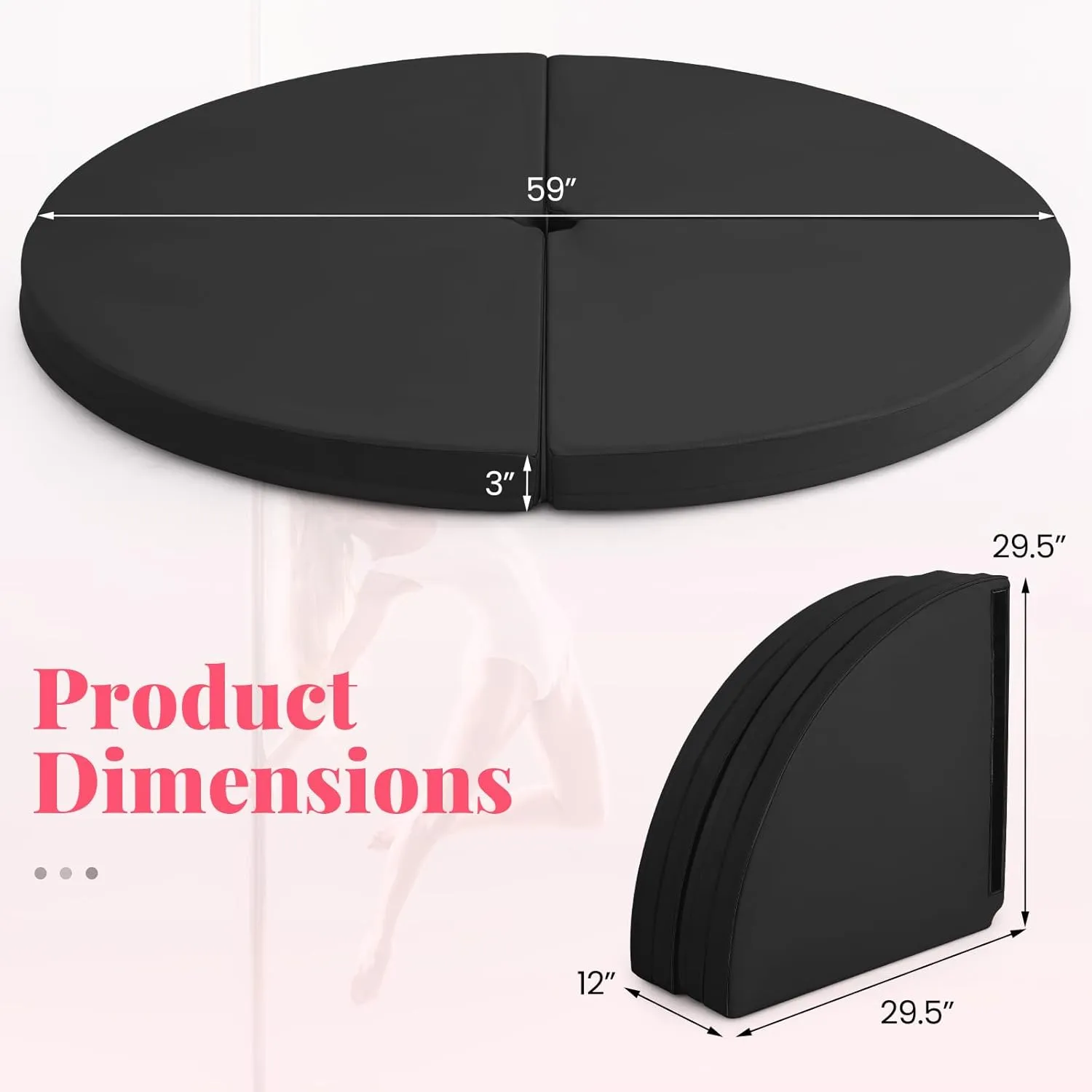 Tangkula Pole Dance Mat, Foldable Round Crash Mat with EPE Foam Padding & PU Cover, Protective Fall Safety Cushion for Home, Gym, Yoga Exercise