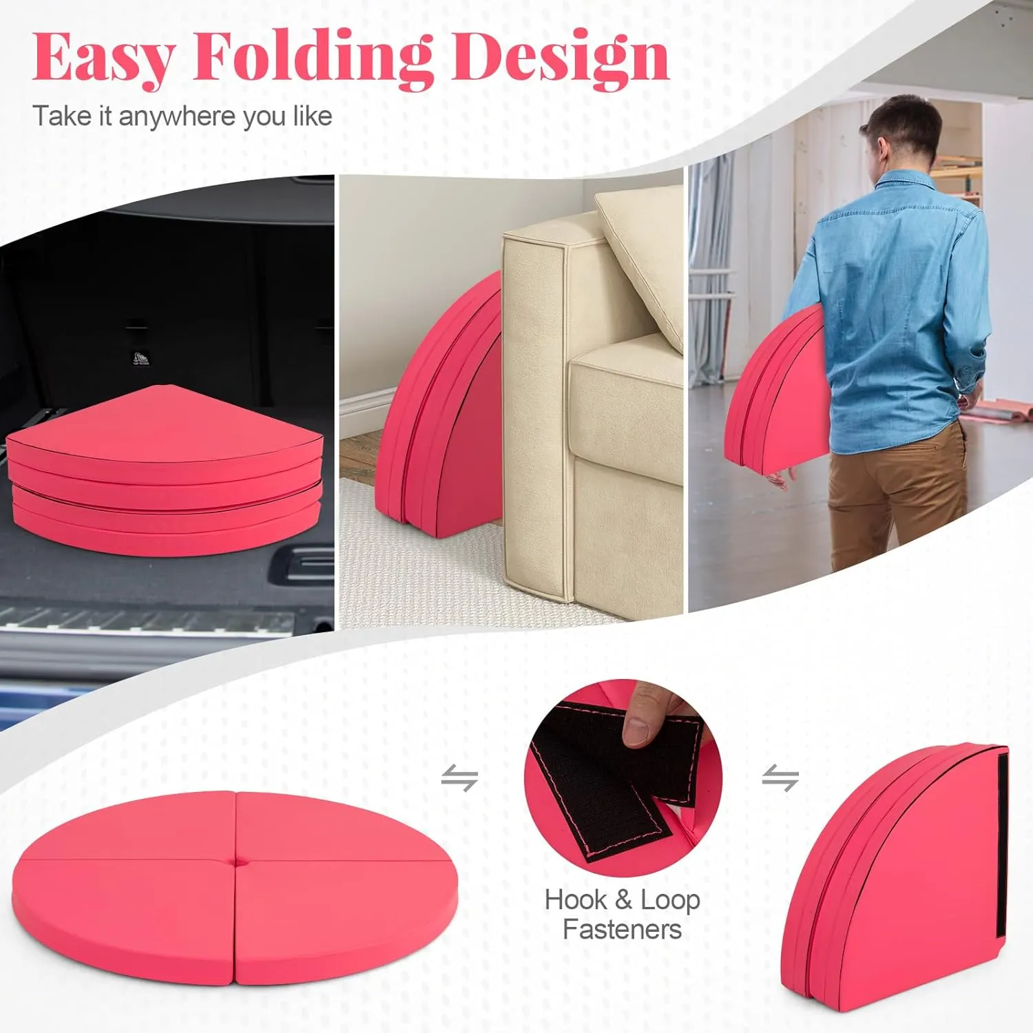 Tangkula Pole Dance Mat, Foldable Round Crash Mat with EPE Foam Padding & PU Cover, Protective Fall Safety Cushion for Home, Gym, Yoga Exercise
