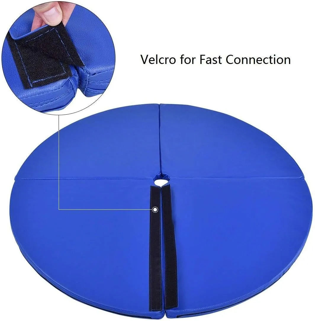 Tangkula Pole Dance Mat, Foldable Round Crash Mat with EPE Foam Padding & PU Cover, Protective Fall Safety Cushion for Home, Gym, Yoga Exercise