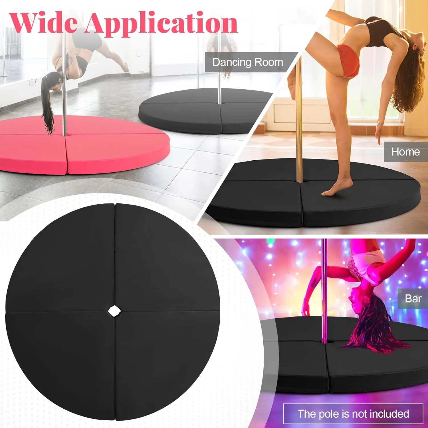 Tangkula Pole Dance Mat, Foldable Round Crash Mat with EPE Foam Padding & PU Cover, Protective Fall Safety Cushion for Home, Gym, Yoga Exercise