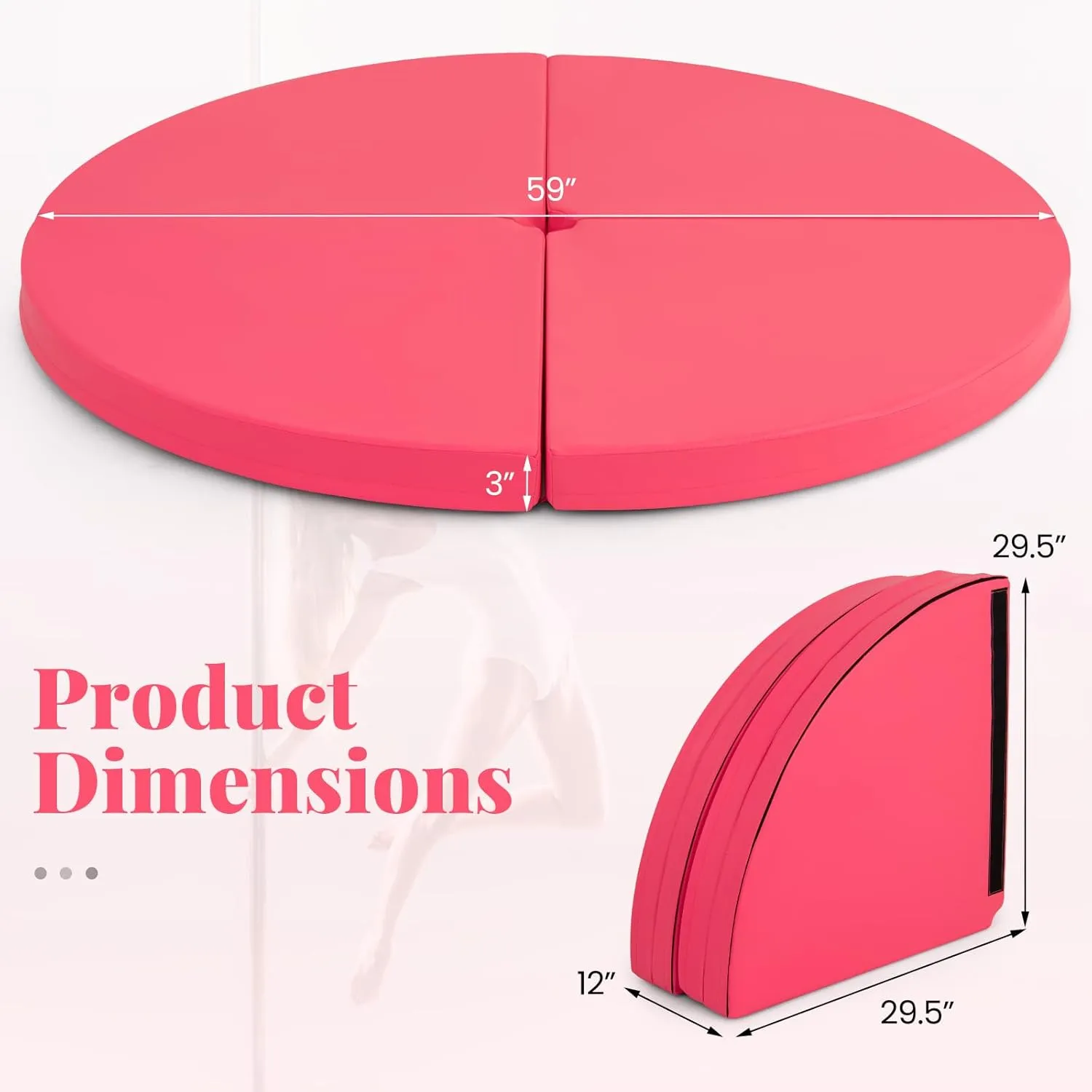 Tangkula Pole Dance Mat, Foldable Round Crash Mat with EPE Foam Padding & PU Cover, Protective Fall Safety Cushion for Home, Gym, Yoga Exercise