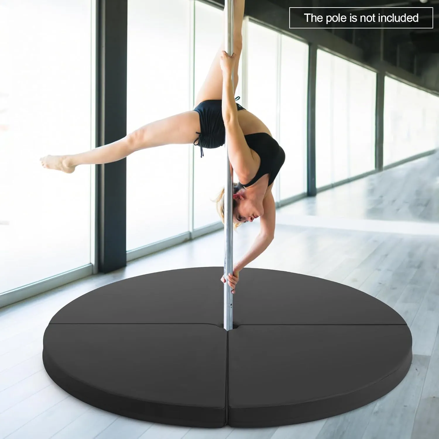 Tangkula Pole Dance Mat, Foldable Round Crash Mat with EPE Foam Padding & PU Cover, Protective Fall Safety Cushion for Home, Gym, Yoga Exercise