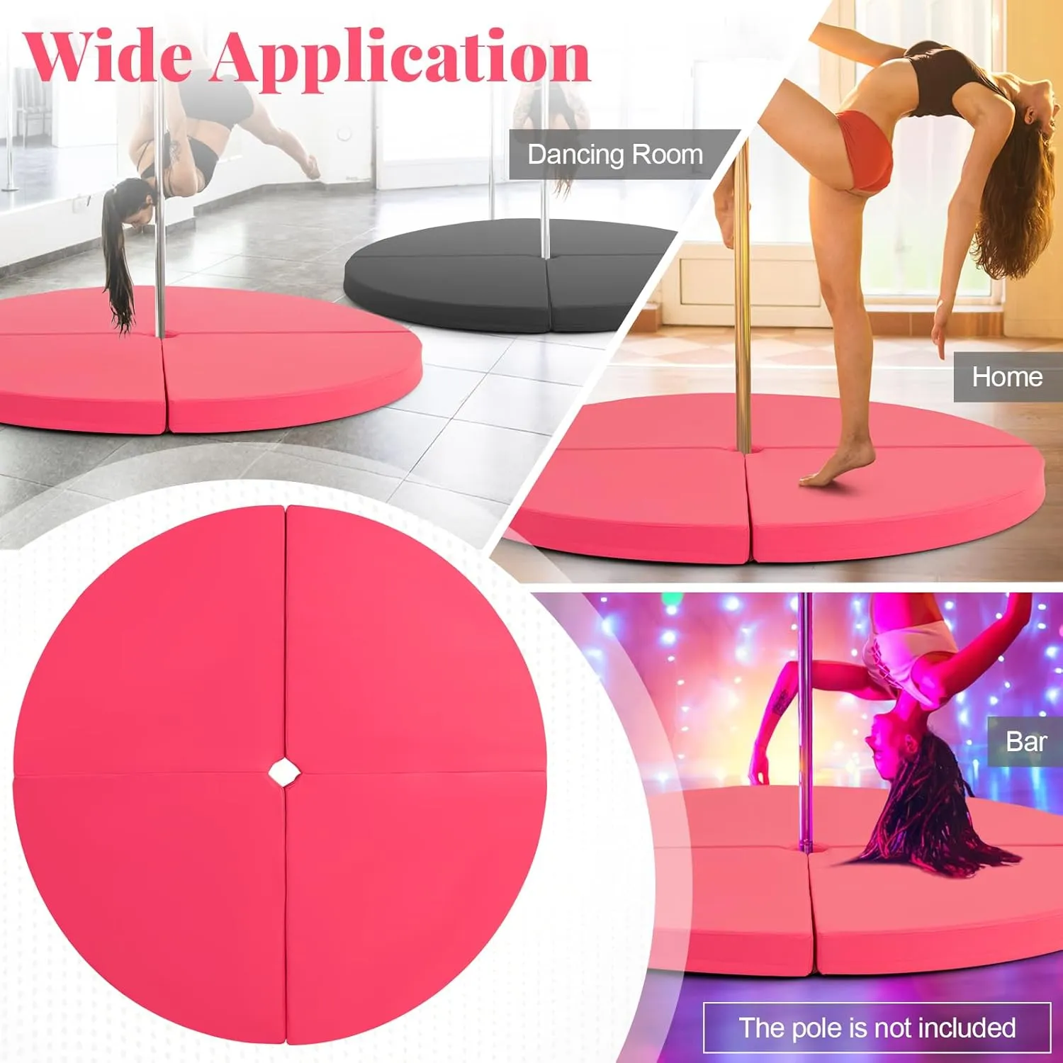 Tangkula Pole Dance Mat, Foldable Round Crash Mat with EPE Foam Padding & PU Cover, Protective Fall Safety Cushion for Home, Gym, Yoga Exercise