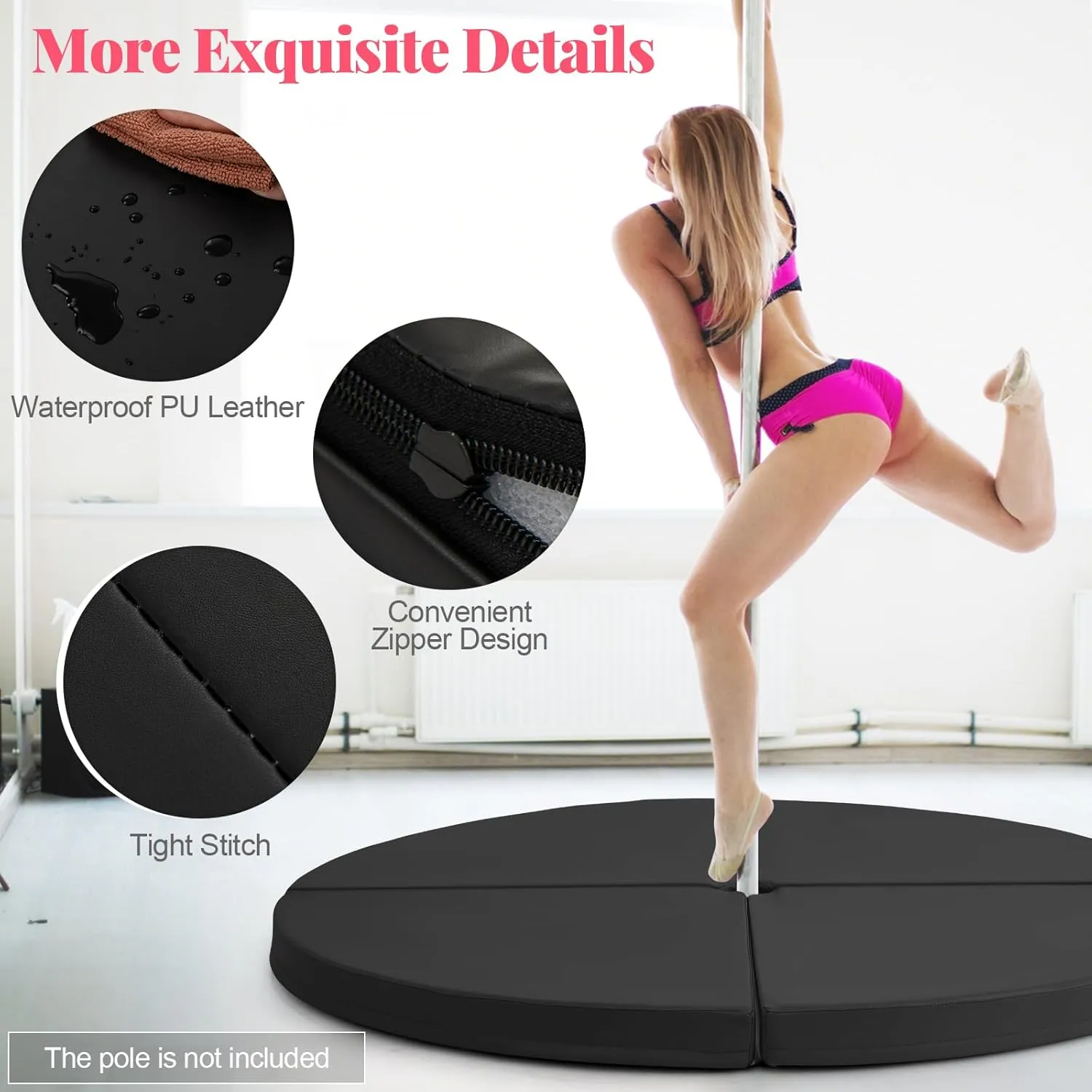 Tangkula Pole Dance Mat, Foldable Round Crash Mat with EPE Foam Padding & PU Cover, Protective Fall Safety Cushion for Home, Gym, Yoga Exercise