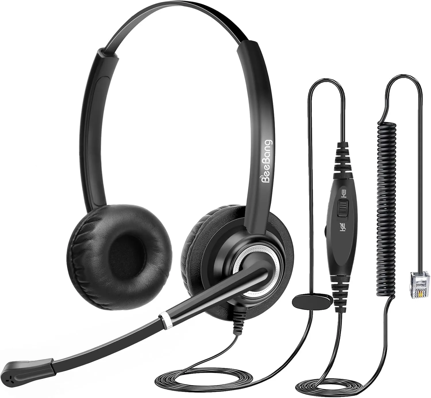 Telephone Headset with Microphone Noise Canceling for Office Landline Deskphone, with Mic Mute Volume Controller, Binaural RJ9 Phone Headset for Call Center Polycom Avaya Nortel