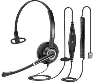 Telephone Headset with Microphone Noise Canceling for Office Landline Deskphone, with Mic Mute Volume Controller, Mono RJ9 Phone Headset for Call Center Avaya Polycom Nortel