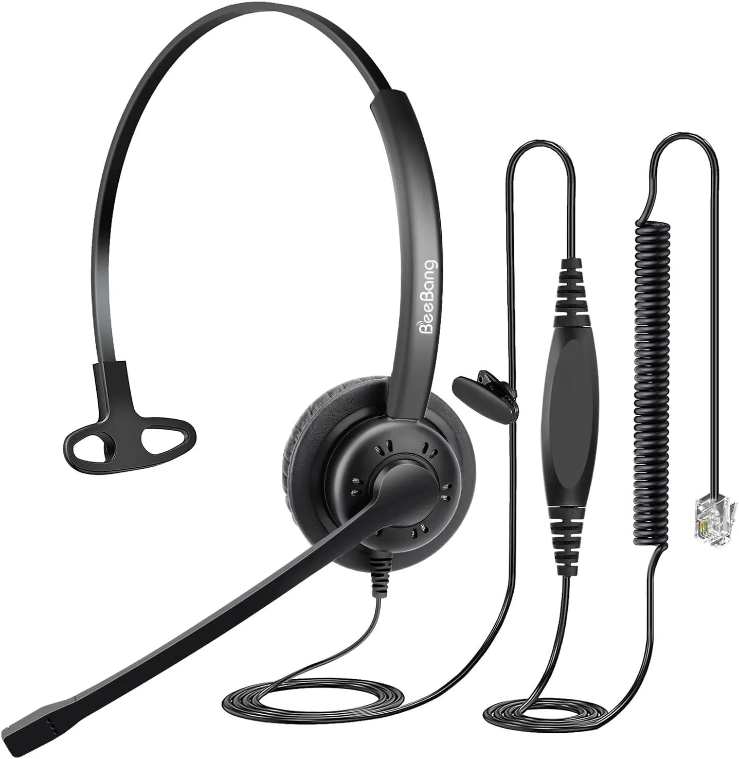 Telephone Headset with Pro Noise Canceling Microphone, Mono RJ9 Phone Headset for Office Call Center Landline Deskphone, Work for Mitel NEC Shoretel Aastra Uniden Allworx Toshiba