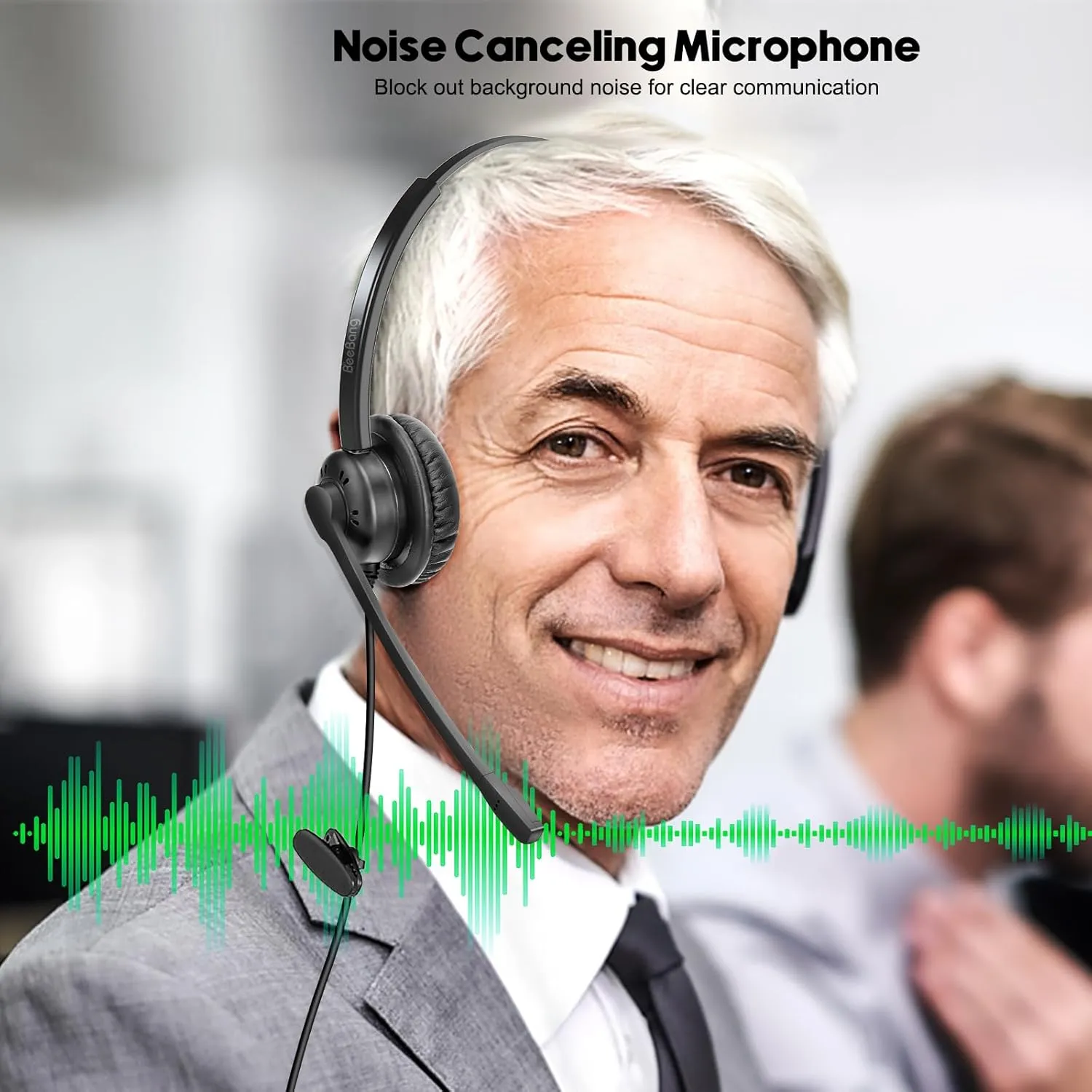 Telephone Headset with Pro Noise Canceling Microphone, Mono RJ9 Phone Headset for Office Call Center Landline Deskphone, Work for Mitel NEC Shoretel Aastra Uniden Allworx Toshiba