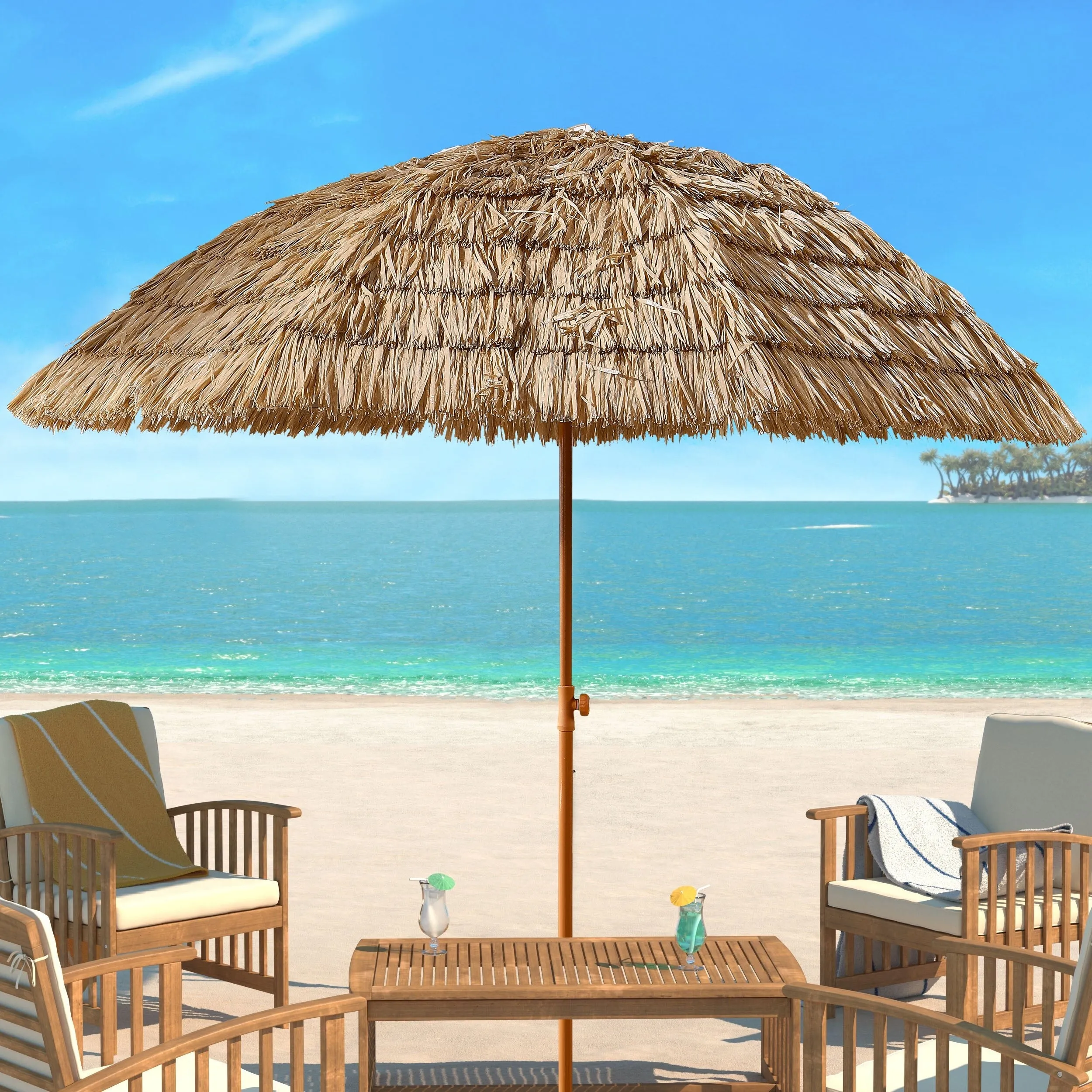 Thatched Patio Outdoor Tiki Umbrella Hot Tiki Hut Hawaiian Grass Skirt Beach Umbrella Straw Umbrella with Paraparafia