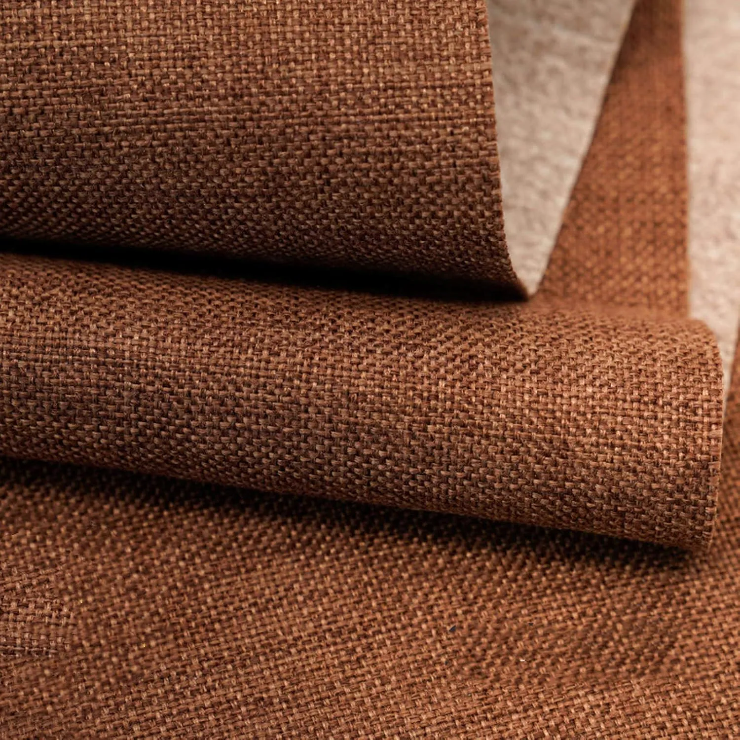 Thick Upholstery Fabric for Chair, Faux Linen Type Cloth Material, for Tablecloth Sofa Seat (Brown 15, 2 Yard (57x 72 inch))