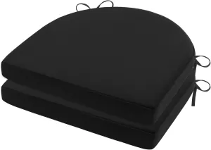 Topotdor Outdoor Chair Cushions Set of 2, 17"x16"x2" Patio Chair Cushions for Outdoor Furniture, Round Corner Outdoor Seat Chair Pads with Ties for Patio Garden Dining Office, Black