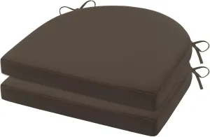 Topotdor Outdoor Chair Cushions Set of 2, 17"x16"x2" Patio Chair Cushions for Outdoor Furniture, Round Corner Outdoor Seat Chair Pads with Ties for Patio Garden Dining Office, Coffee