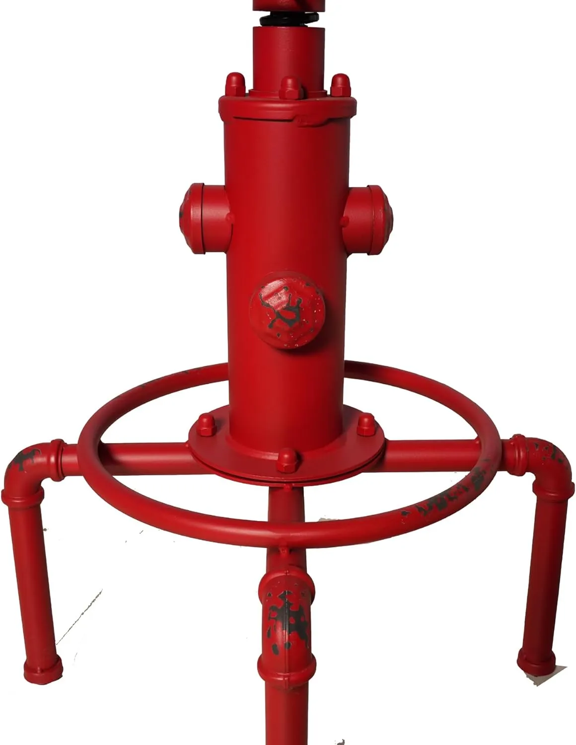 Topower Aged Antique Vintage Industrial Barstool Solid Wood Water Pipe Fire Hydrant Design Cafe Coffee Industrial Bar Stool Set of 2 Antique Red