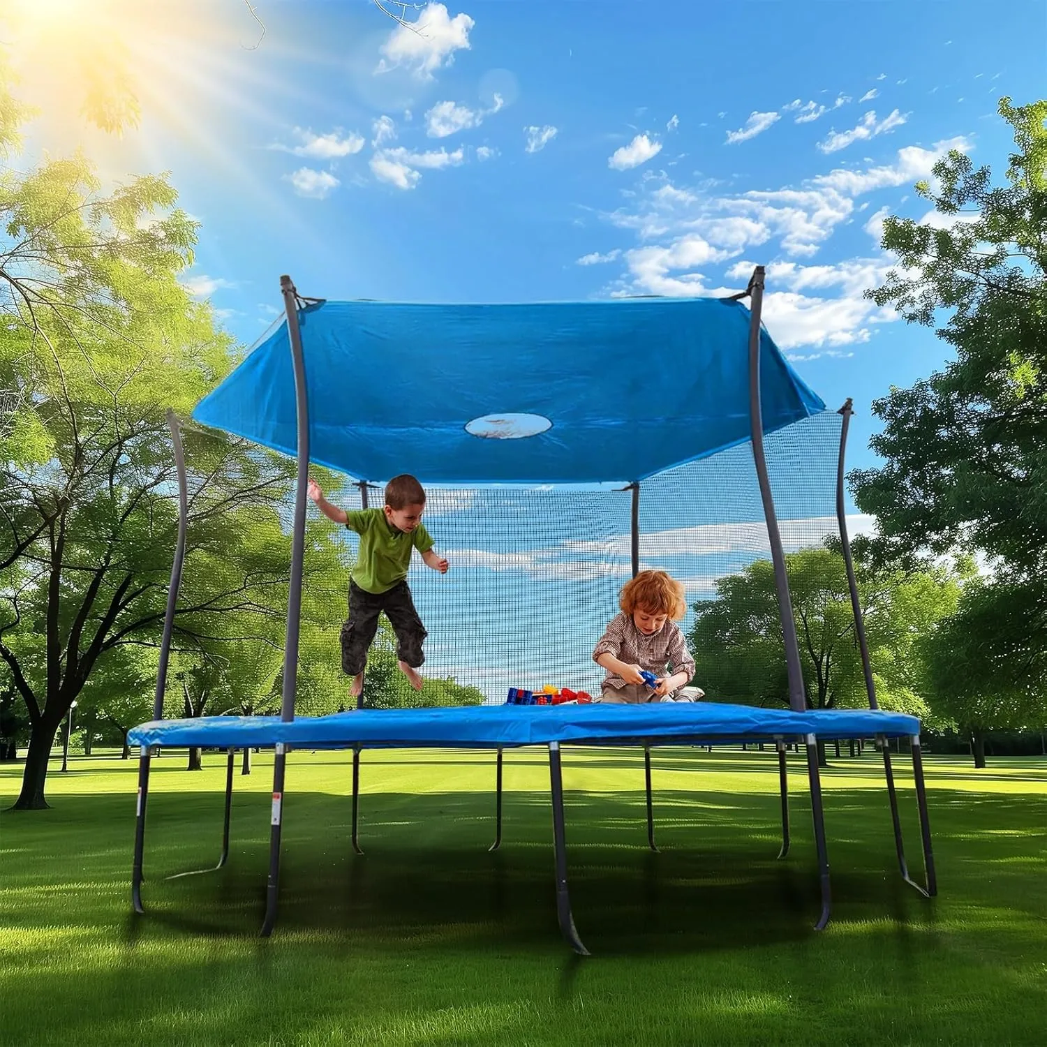 Trampoline Cover, 6/8/10/12/14/16ft Trampoline Canopy Tent Cover, Waterproof Uv Protection Oxford Trampoline Sunshade Accessories for Outdoor Backyard Playground,14ft/427cm 6poles