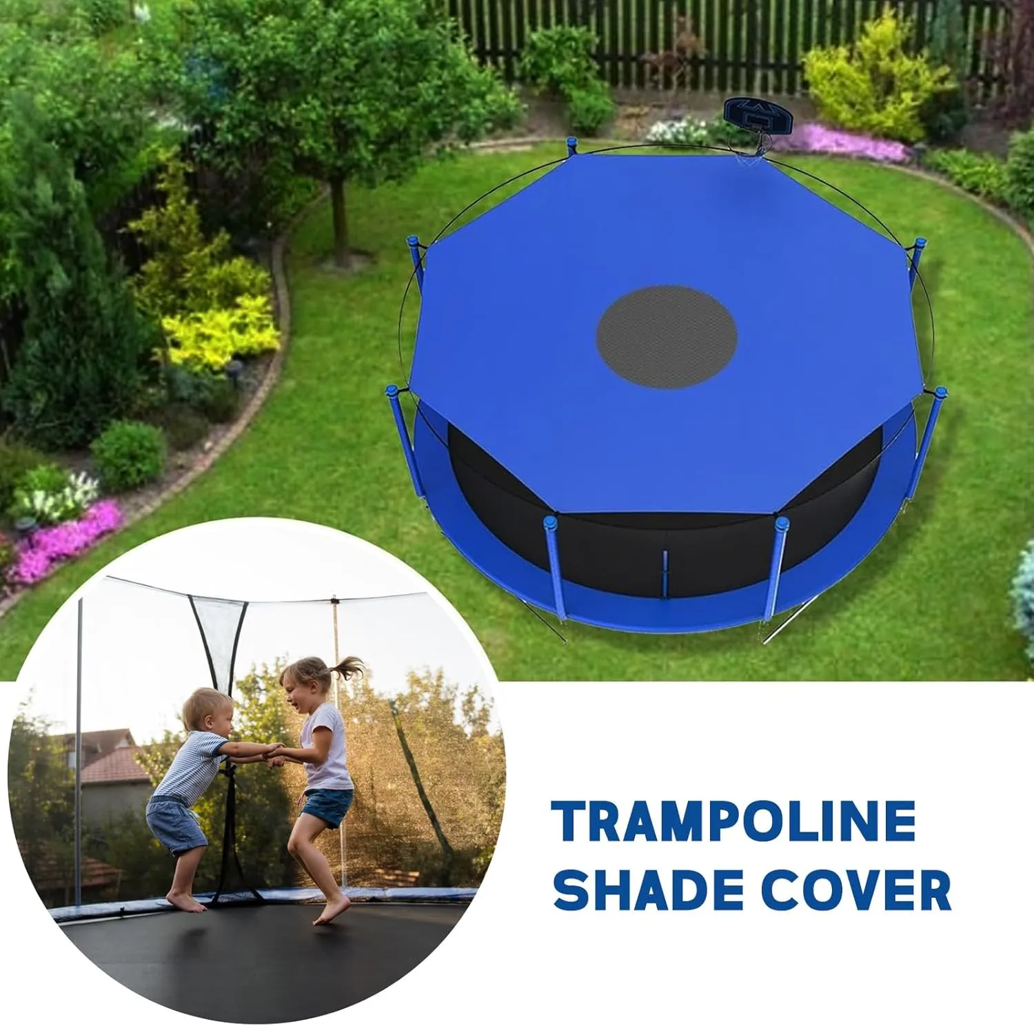 Trampoline Cover, 6/8/10/12/14/16ft Trampoline Canopy Tent Cover, Waterproof Uv Protection Oxford Trampoline Sunshade Accessories for Outdoor Backyard Playground,14ft/427cm 6poles