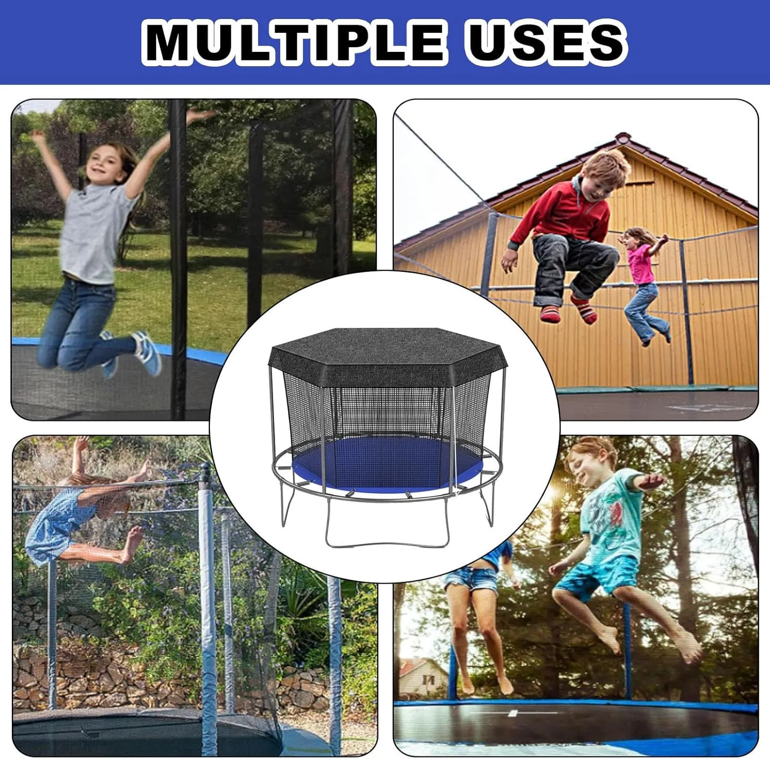 Trampoline Shade Cover, 6ft 8ft 10ft 12ft 14ft Trampoline Cover, Sun Protection Trampoline Tent, Easy to Install Trampoline Top Cover for Outdoor Backyard(6ft-6)