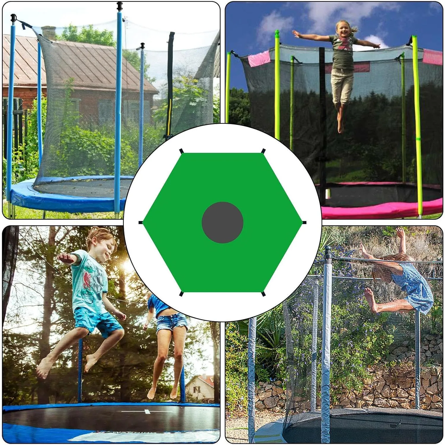 Trampoline Shade Cover – Waterproof Sunshade for 6/8 Pole Trampolines, Tear-Resistant UV Tent Canopy for Outdoor Rain & Sun Protection, Foldable Roof for Backyard, Patio, Sports Use
