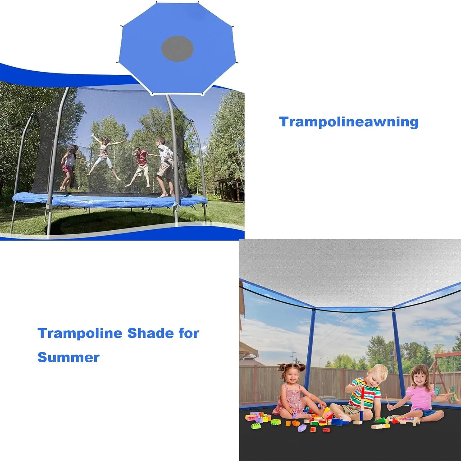 Trampoline Shade Cover,New 8ft 10ft 12ft 14ft 16ft Sun Protection Trampolines Canopy,Breathable Trampoline Tent Cover for Outdoor Backyard Playground