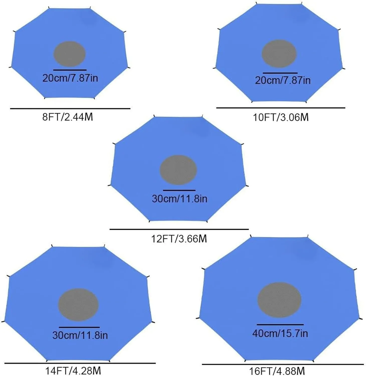 Trampoline Shade Cover,New 8ft 10ft 12ft 14ft 16ft Sun Protection Trampolines Canopy,Breathable Trampoline Tent Cover for Outdoor Backyard Playground