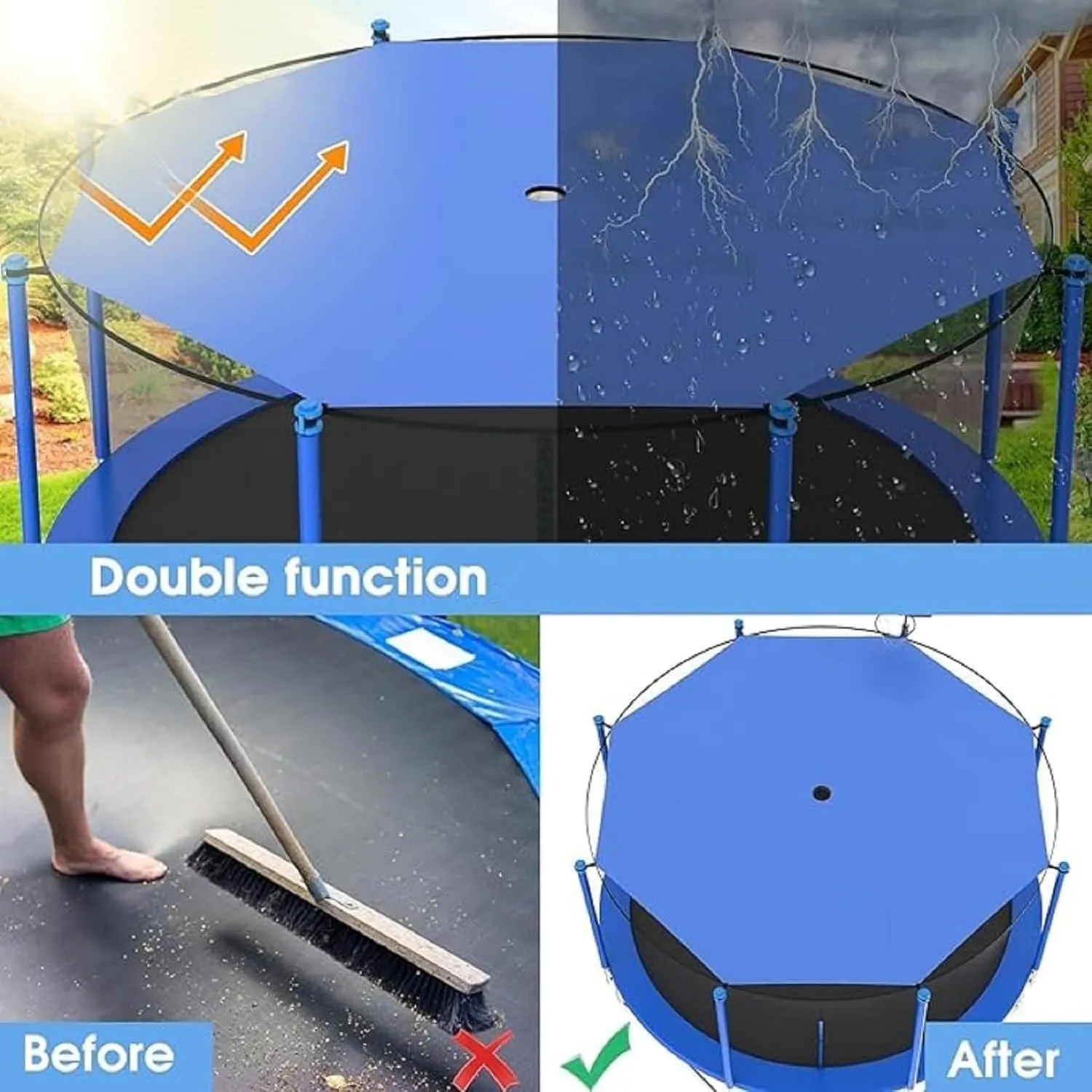 Trampoline Shade Cover,New 8ft 10ft 12ft 14ft 16ft Sun Protection Trampolines Canopy,Breathable Trampoline Tent Cover for Outdoor Backyard Playground