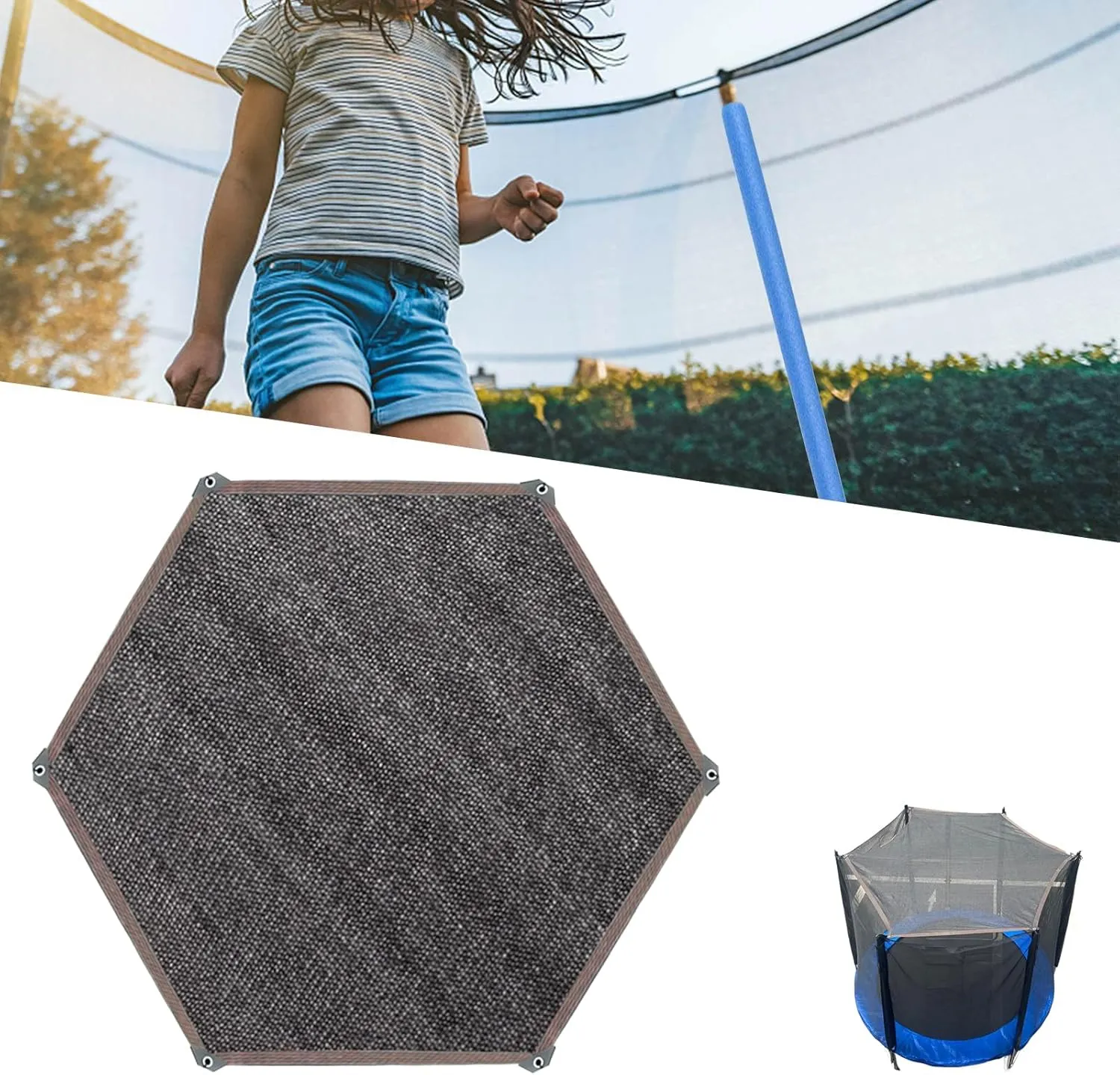 Trampoline Sun Shade Cover - Canopy Awning Trampoline Sun Protection Rain Cover For Trampoline Waterproof Foldable Sunblock Shade Cloth For Patio Backyard Garden
