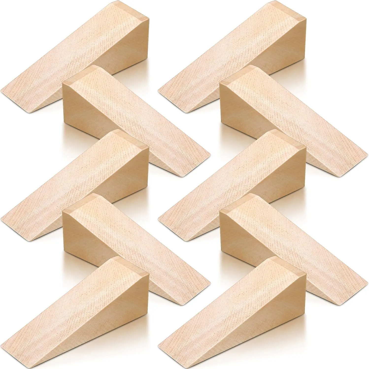 Treela Wooden Wedges for Chair Caning Supplies Wood Wedge Non Slip Wood Door Wedge Tool Triangle Block for Chair Caning Door Stop, 3.94 x 1.18 x 1.18 Inch(10 Pieces)