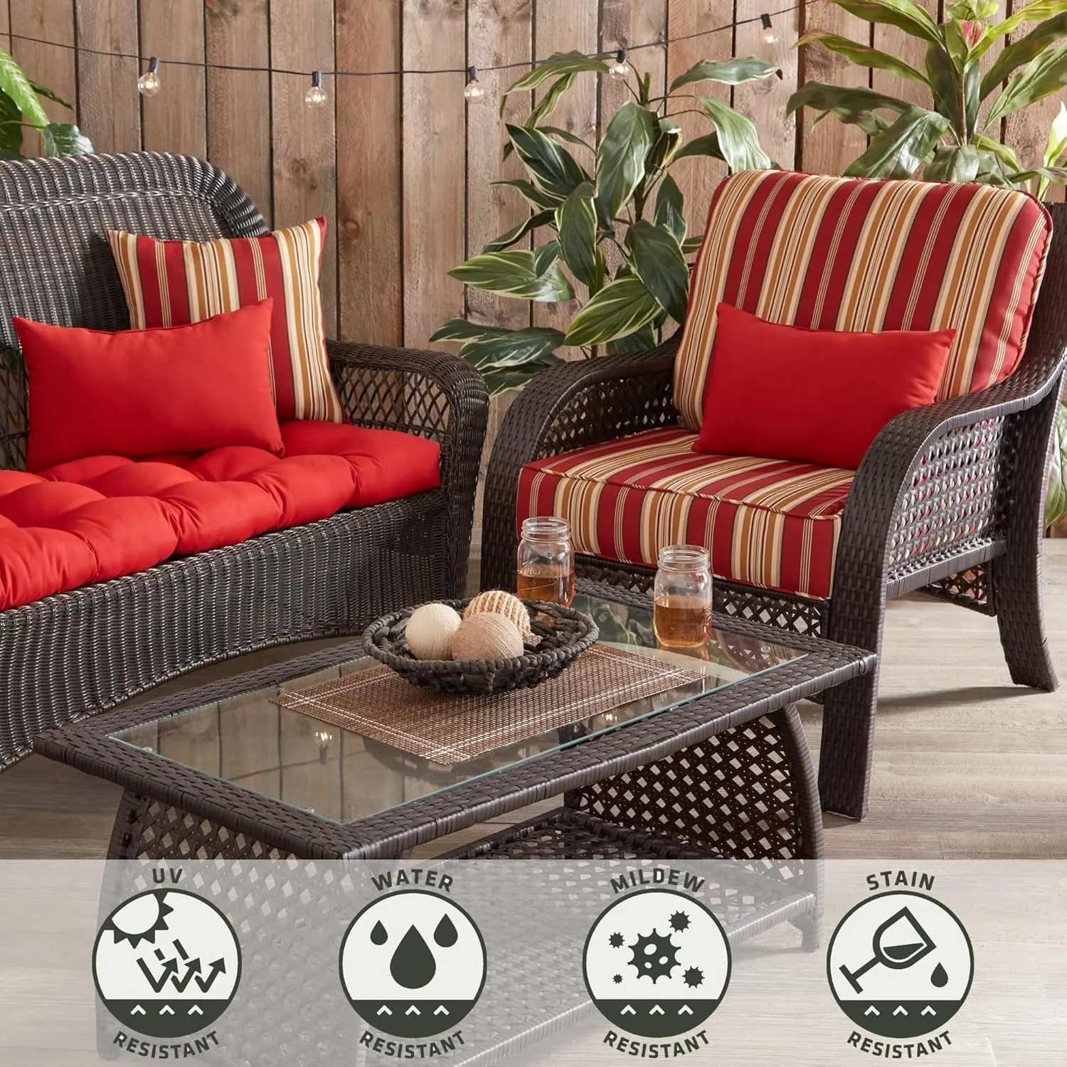 Tuscan Stripe Outdoor 2-piece Deep Seat Cushion Set