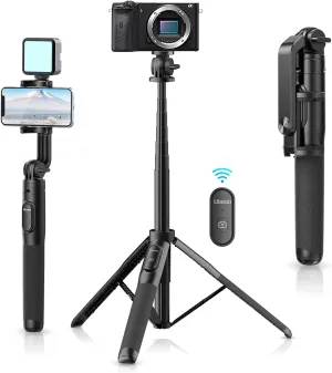 ULANZI SK-03 Selfie Stick Tripod, 64" Professional Stable Phone Stand for Smartphone/Action Camera, 3 in 1 Extendable With Detachable Remote for Travel Selfies Video Recording Vlog