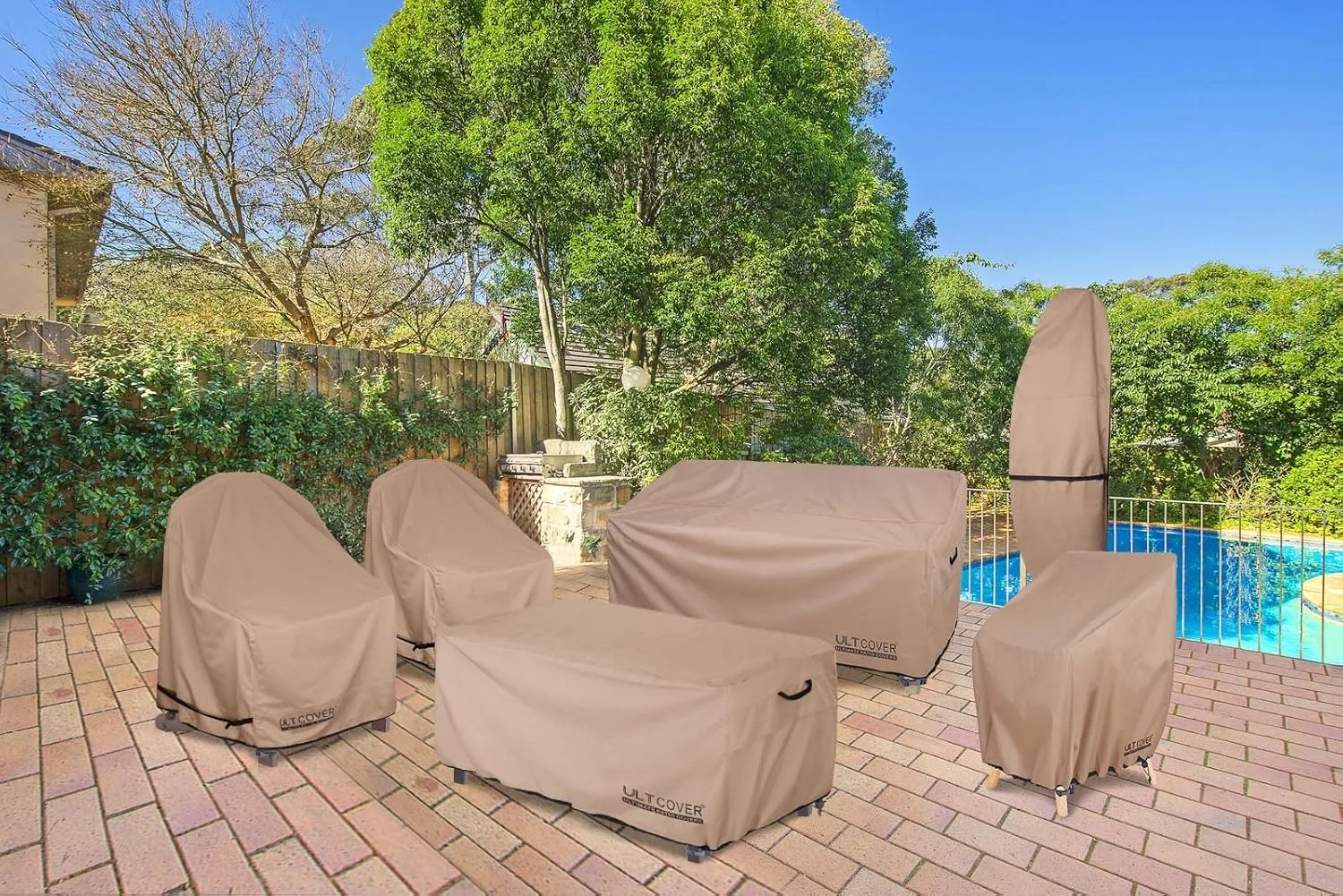 ULTCOVER Waterproof Patio Adirondack Chair Cover 2 Pack for Outdoor Chair Size Upto 32W x 35D x 36H inch