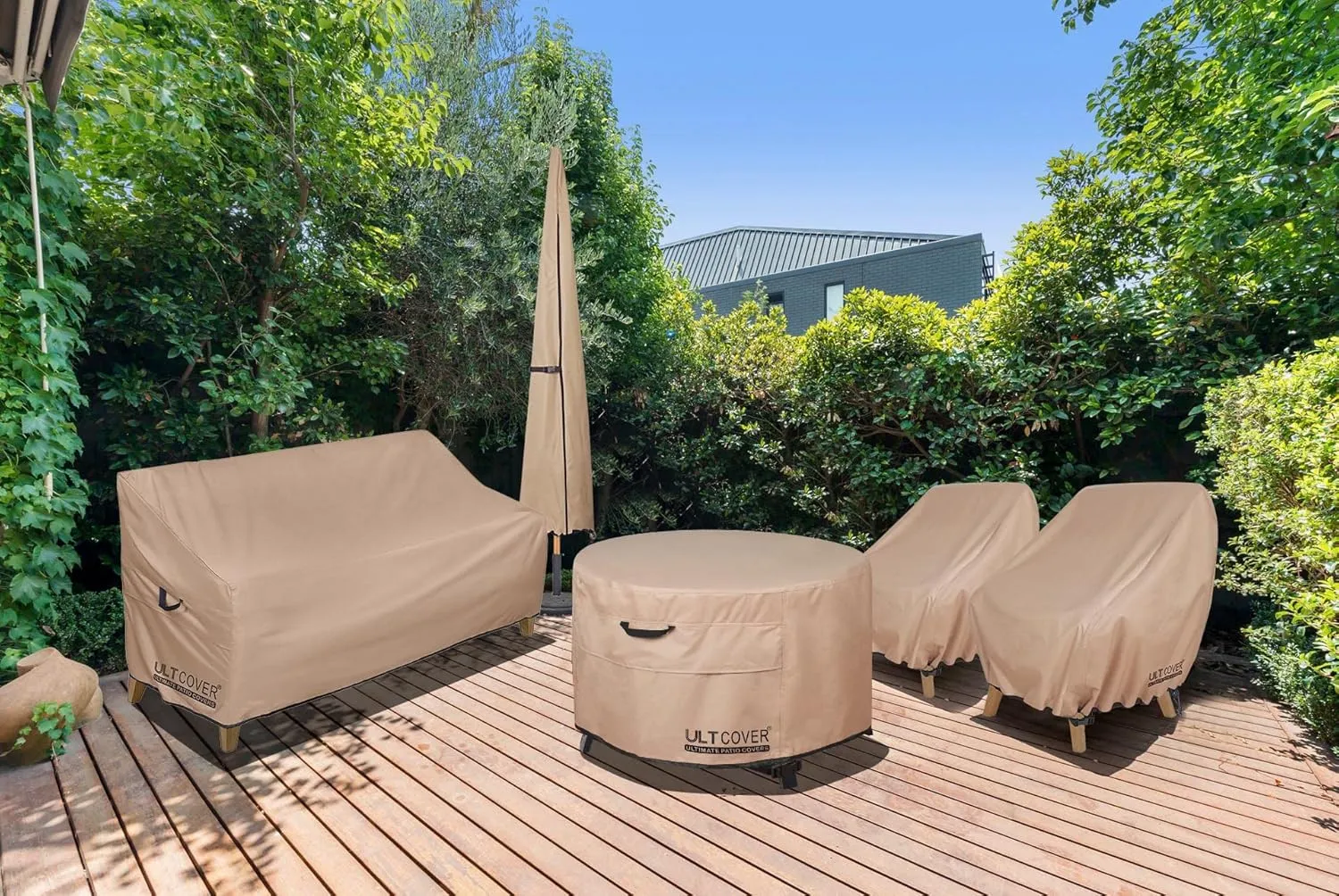 ULTCOVER Waterproof Patio Chair Cover – Outdoor Lounge Deep Seat Single Lawn Chair Cover 2 Pack Fits Up to 28W x 30D x 32H inches