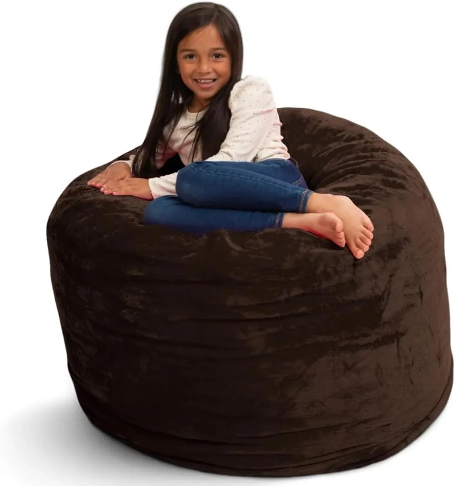 ULTIMATE SACK 3ft Bean Bag Chair, Oversize Bean Bag Chair for Adults, Comfy Chair Bean Bag Couch Lounge Sofa Loveseat Furniture | Brown Fur