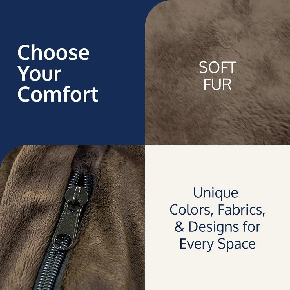 ULTIMATE SACK 3ft Bean Bag Chair, Oversize Bean Bag Chair for Adults, Comfy Chair Bean Bag Couch Lounge Sofa Loveseat Furniture | Brown Fur