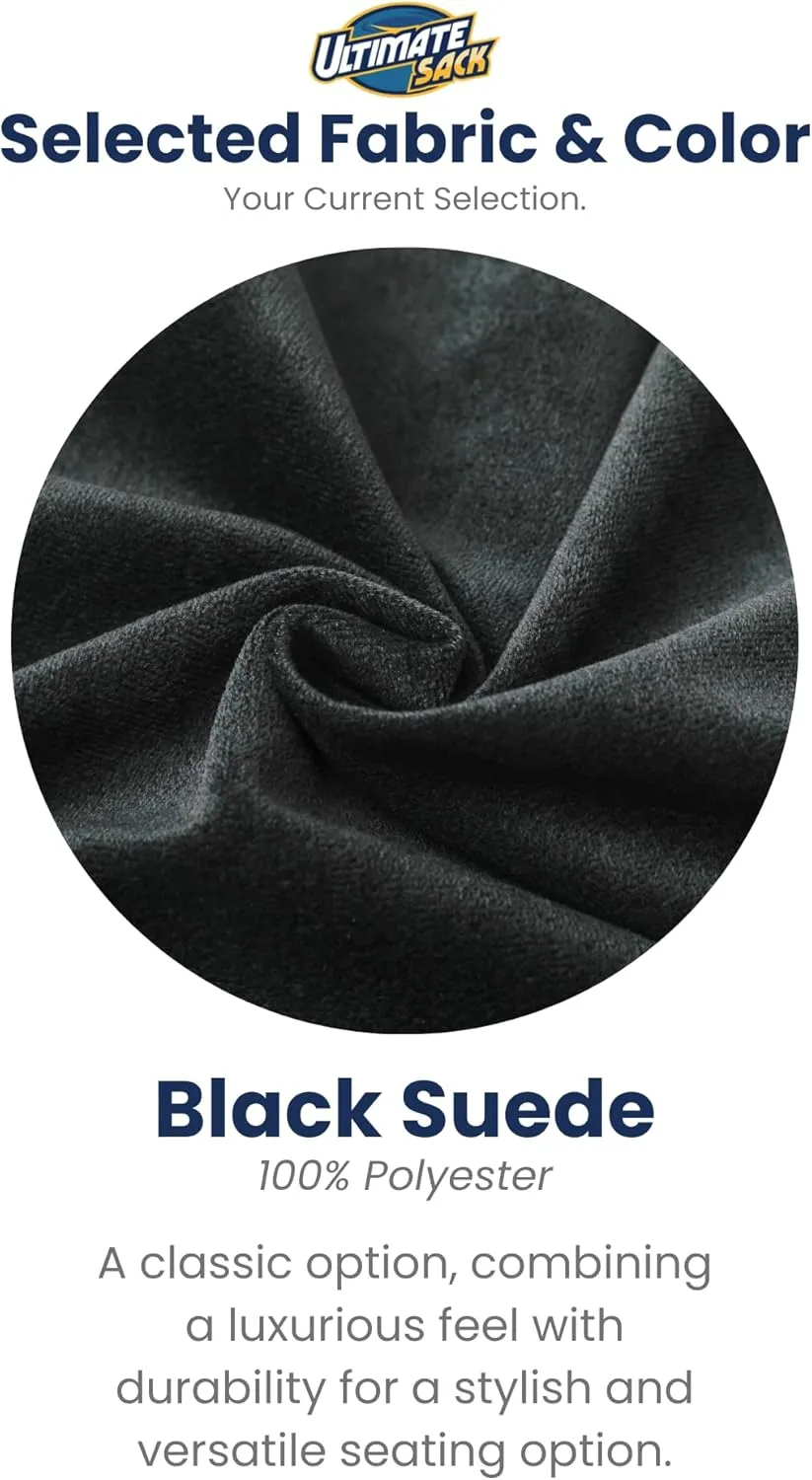 ULTIMATE SACK 4ft Bean Bag Chair & Footstool, Oversize Bean Bag Chair for Adults, Comfy Chair Bean Bag Couch Lounge Sofa Loveseat Furniture | Black Suede
