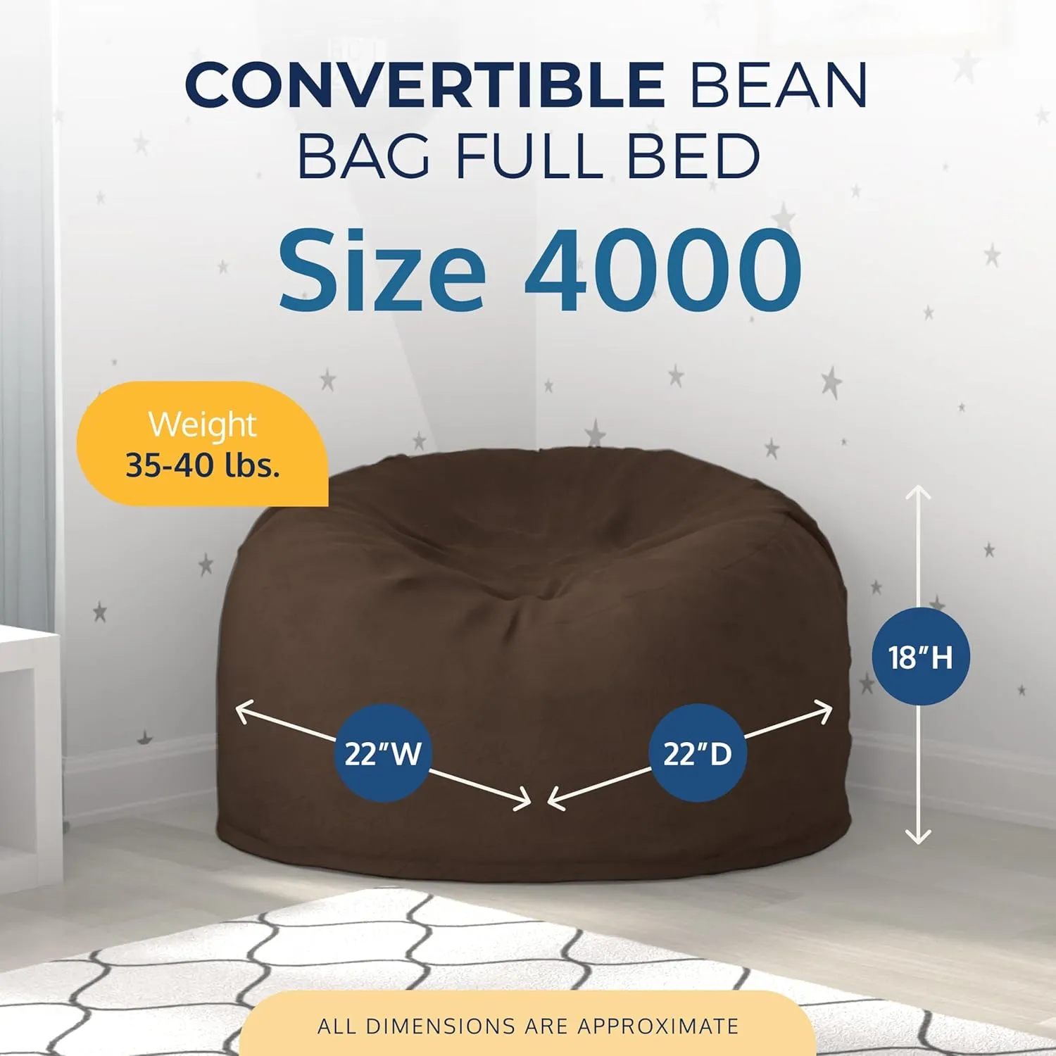 ULTIMATE SACK 4ft Bean Bag Chair & Footstool, Oversize Bean Bag Chair for Adults, Comfy Chair Bean Bag Couch Lounge Sofa Loveseat Furniture | Brown Fur