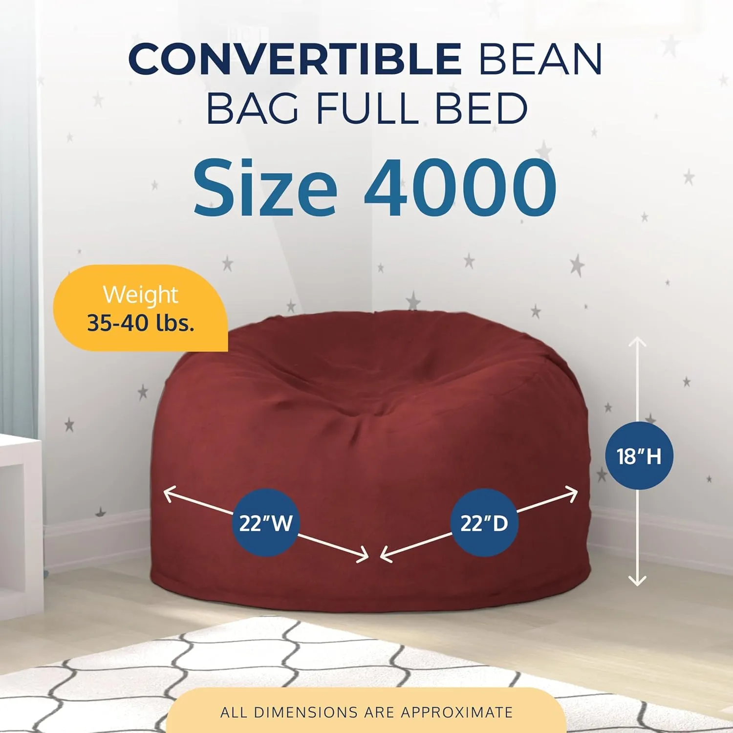 ULTIMATE SACK 4ft Bean Bag Chair & Footstool, Oversize Bean Bag Chair for Adults, Comfy Chair Bean Bag Couch Lounge Sofa Loveseat Furniture | Burgundy Suede