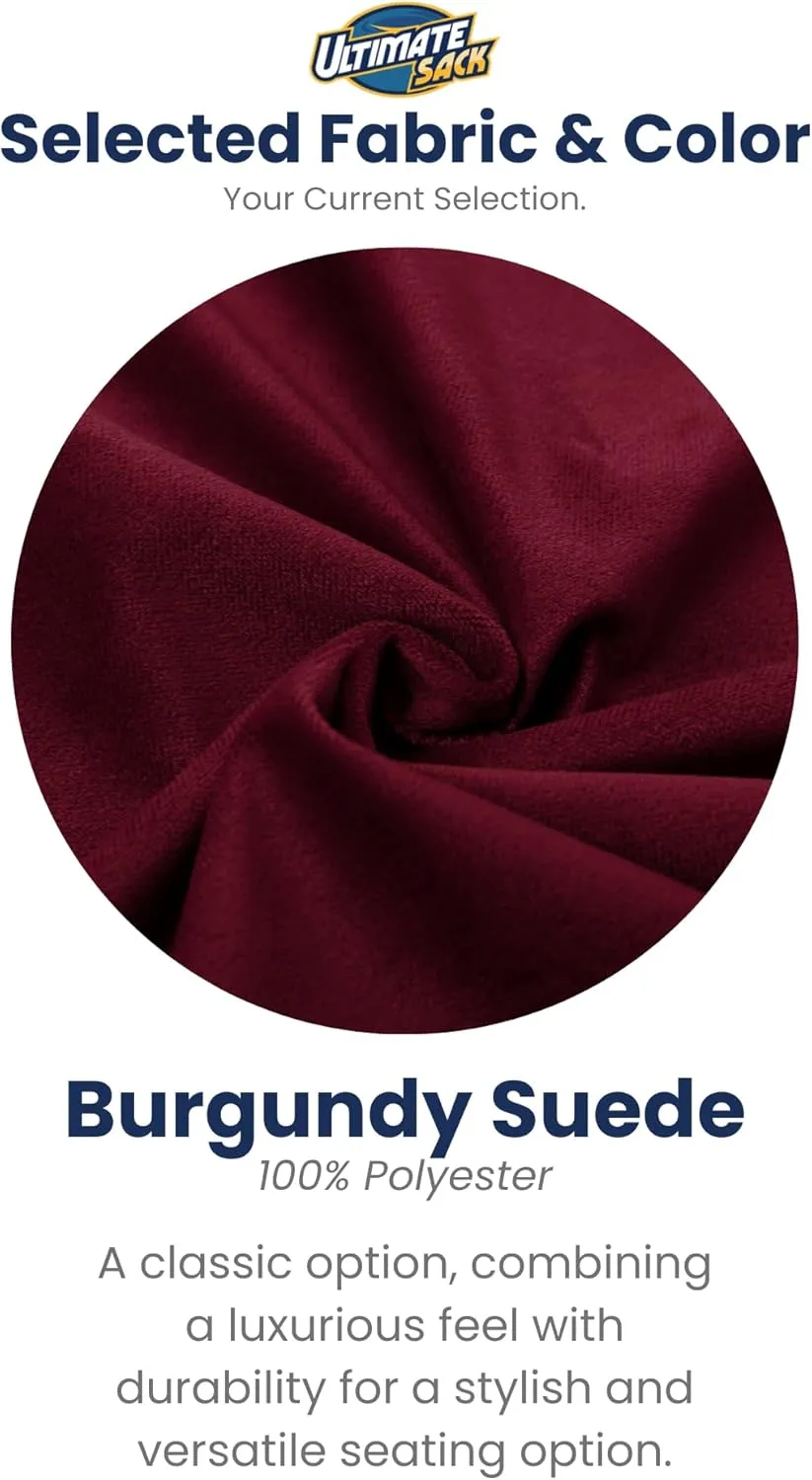 ULTIMATE SACK 4ft Bean Bag Chair & Footstool, Oversize Bean Bag Chair for Adults, Comfy Chair Bean Bag Couch Lounge Sofa Loveseat Furniture | Burgundy Suede