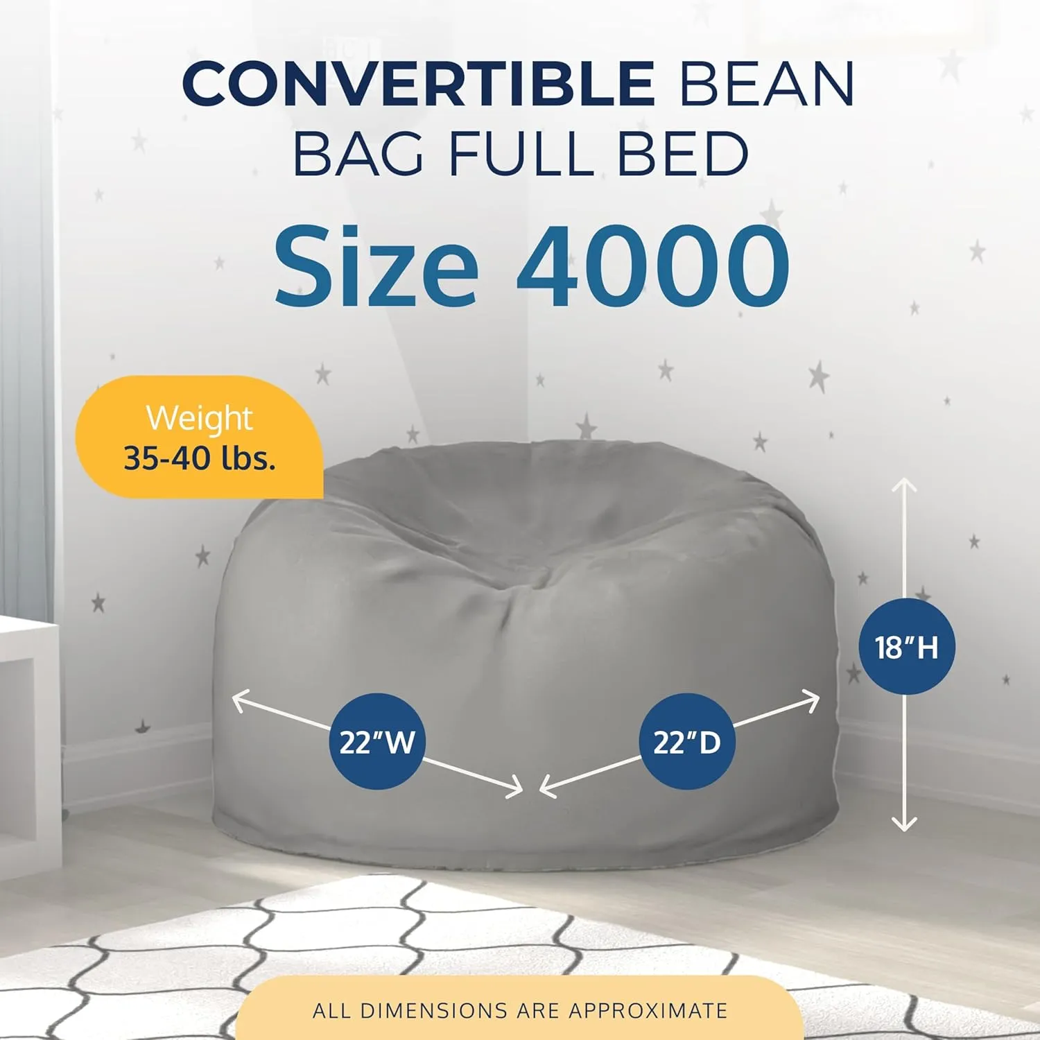 ULTIMATE SACK 4ft Bean Bag Chair & Footstool, Oversize Bean Bag Chair for Adults, Comfy Chair Bean Bag Couch Lounge Sofa Loveseat Furniture | Ivory Fur