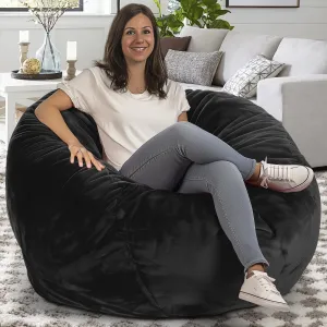 ULTIMATE SACK 4ft Bean Bag Chair, Oversize Bean Bag Chair for Adults, Comfy Chair Bean Bag Couch Lounge Sofa Loveseat Furniture | Black Fur