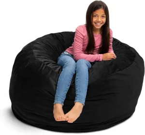 ULTIMATE SACK 4ft Bean Bag Chair, Oversize Bean Bag Chair for Adults, Comfy Chair Bean Bag Couch Lounge Sofa Loveseat Furniture | Black Suede