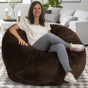 ULTIMATE SACK 4ft Bean Bag Chair, Oversize Bean Bag Chair for Adults, Comfy Chair Bean Bag Couch Lounge Sofa Loveseat Furniture | Brown Fur
