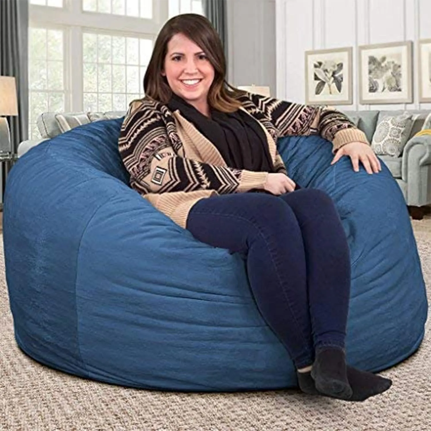 ULTIMATE SACK 4ft Bean Bag Chair, Oversize Bean Bag Chair for Adults, Comfy Chair Bean Bag Couch Lounge Sofa Loveseat Furniture | Cloud Suede