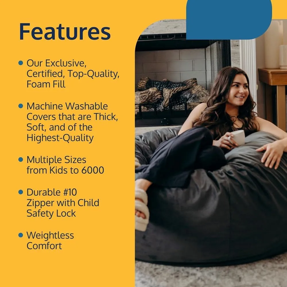 ULTIMATE SACK 4ft Bean Bag Chair, Oversize Bean Bag Chair for Adults, Comfy Chair Bean Bag Couch Lounge Sofa Loveseat Furniture | Cloud Suede