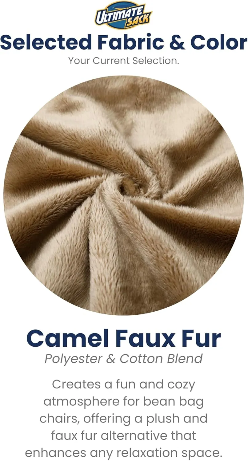 ULTIMATE SACK 5ft Bean Bag Chair & Footstool, Oversize Bean Bag Chair for Adults, Comfy Chair Bean Bag Couch Lounge Sofa Loveseat Furniture | Camel Suede