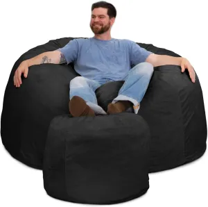 ULTIMATE SACK 5ft Bean Bag Chair & Footstool, Oversize Bean Bag Chair for Adults, Comfy Chair Bean Bag Couch Lounge Sofa Loveseat Furniture | Charcoal Fur